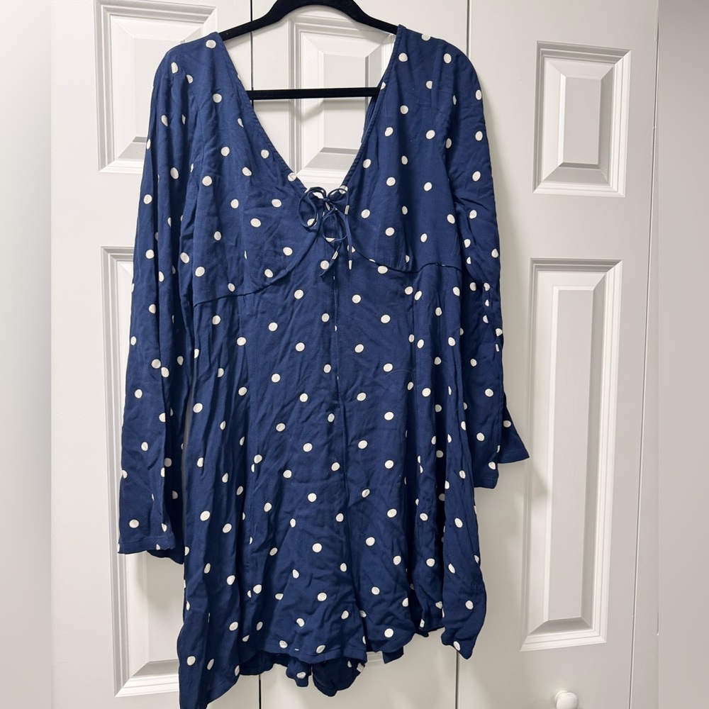 American Eagle Outfitters Navy & White Polkadot romper